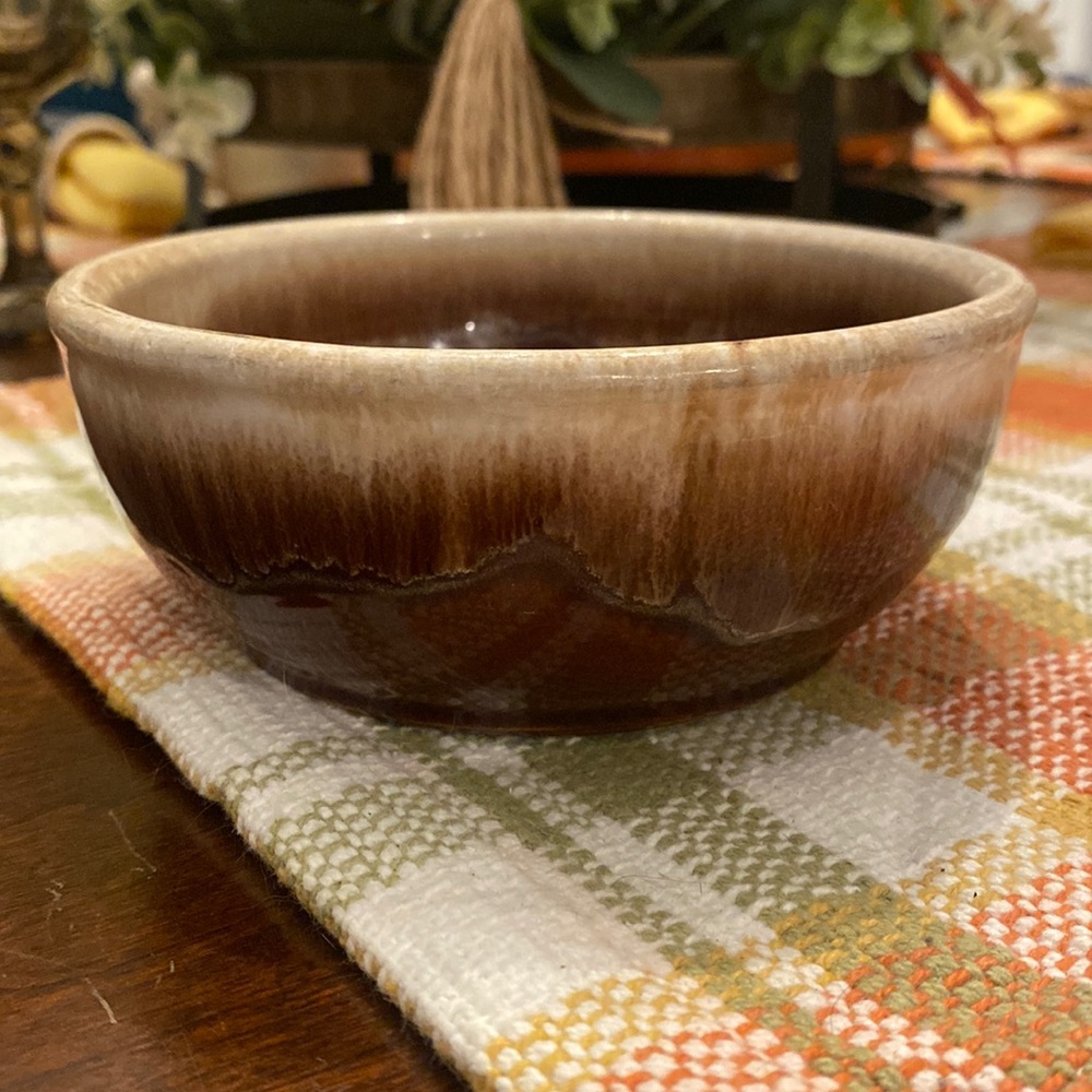 Kathy Kale Vintage Pottery Brown Drip Glaze Bowl